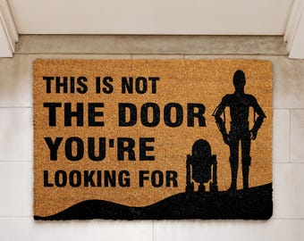 This Is Not The Door You're Looking For Doormat, Funny Quote Welcome Mat, Sci-Fi Decor, Coir Entry Rug, Geek Gift, Housewarming Mat