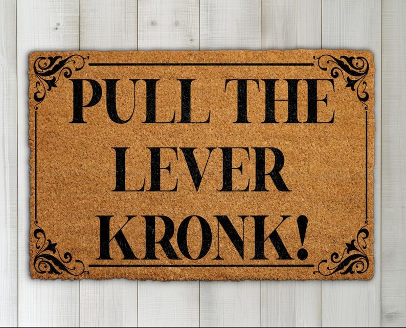 Pull The Lever Kronk Doormat, Emperor's New Groove Welcome Mat, Funny Disney Housewarming Gift, Natural Coir Entrance Rug, Patio Floor Mat