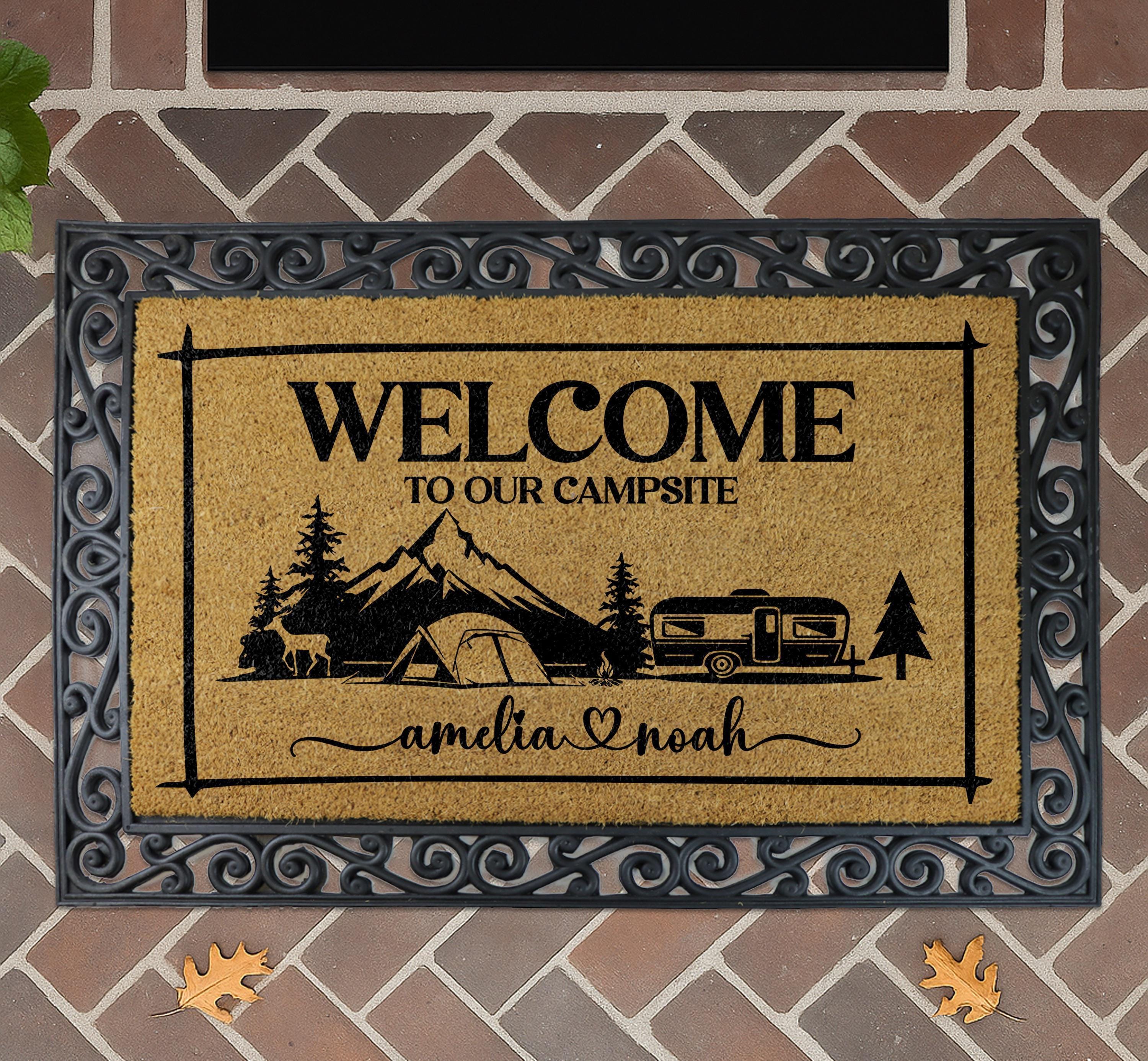 Personalized Campsite Doormat, Custom Camper Welcome Mat, RV Door Mat ...