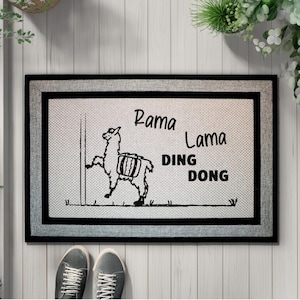 Rama Lama Ding Dong Doormat, Funny Llama Welcome Mat, Song Lyrics Front Porch Decor, Humorous Housewarming Gift, Cool Home Entrance Rug