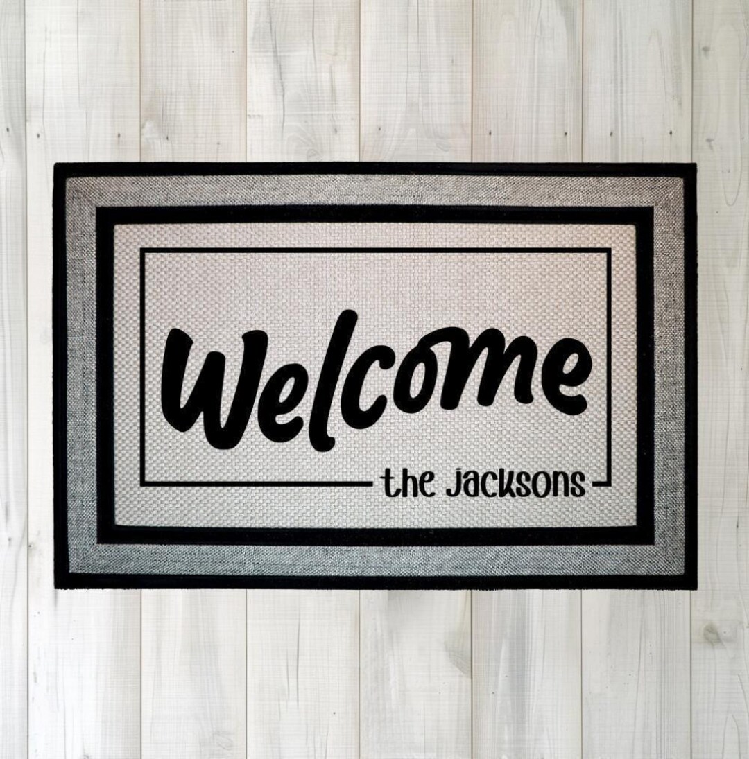 Personalized Welcome Mat,custom Name Doormat, Family Name Initials Mat ...
