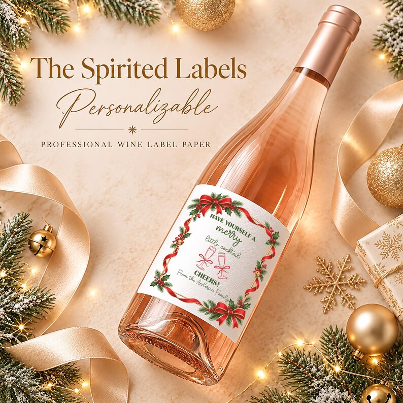 Custom Merry Little Cocktail Label, Holiday Party Drink Sticker ...