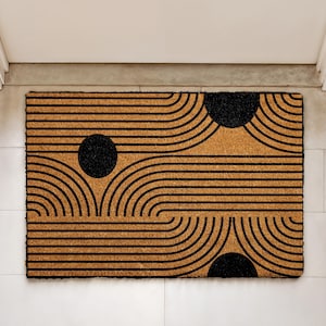 Modern Abstract Entryway Mat, Geometric Coco Doormat, Minimalist Lines Welcome Mat, Modern Inspired Coir Doormat, Elegant Modern Home Decor