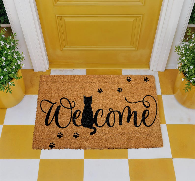 CherryArtCity Cat Welcome Doormat - Thumbnail 2