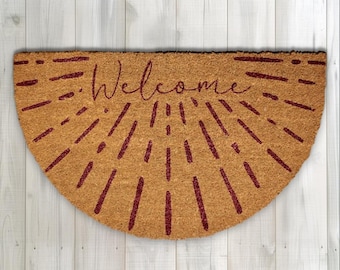 Sunburst Welcome Mat, Mid-Century Modern Doormat, Sun Ray Design Home Decor, Abstract Lines Entryway Rug, Geometric New Home Gift
