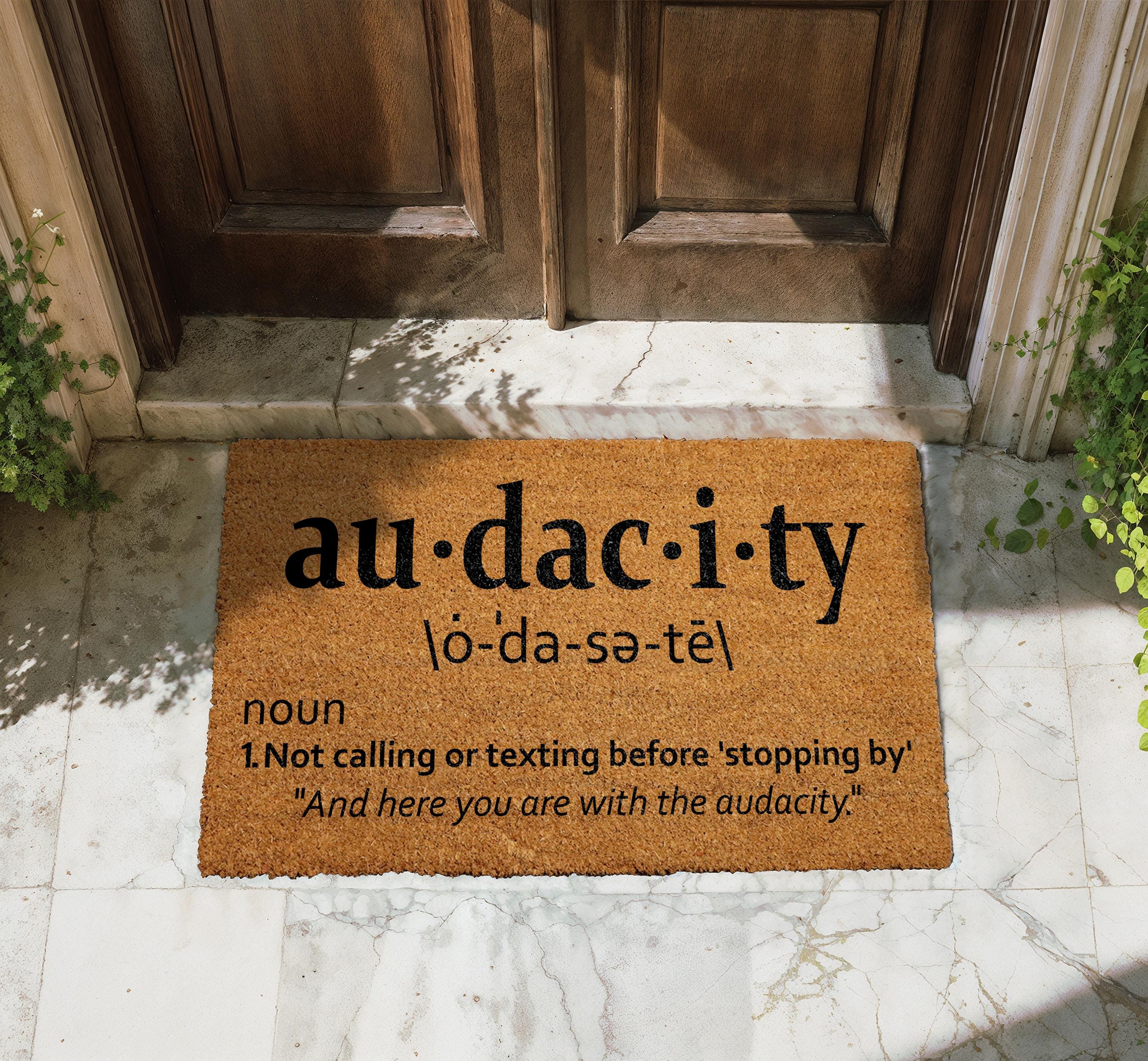 Audacity Doormat, Funny Quote Welcome Mat, Natural Coir Front Door