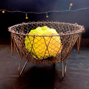 vintage 1950s Wire Kitchen Colander Steamer Folding Basket