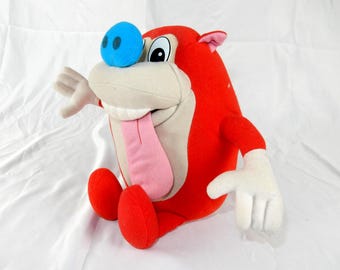 Vintage Mattel 1992 Ren & Stimpy Rude Toot Stimpy Plush No Longer Makes Sound