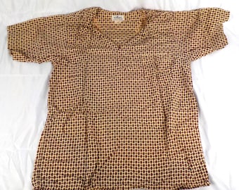 Vintage Mr. Ralph Men’s Pajama Shirt B Medium Tan 100% Cotton