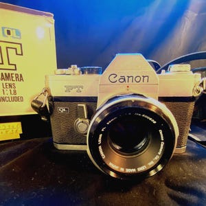 Vintage Canon FT QL 35mm Film Camera W/ 50mm F/1.8 Lens, Case
