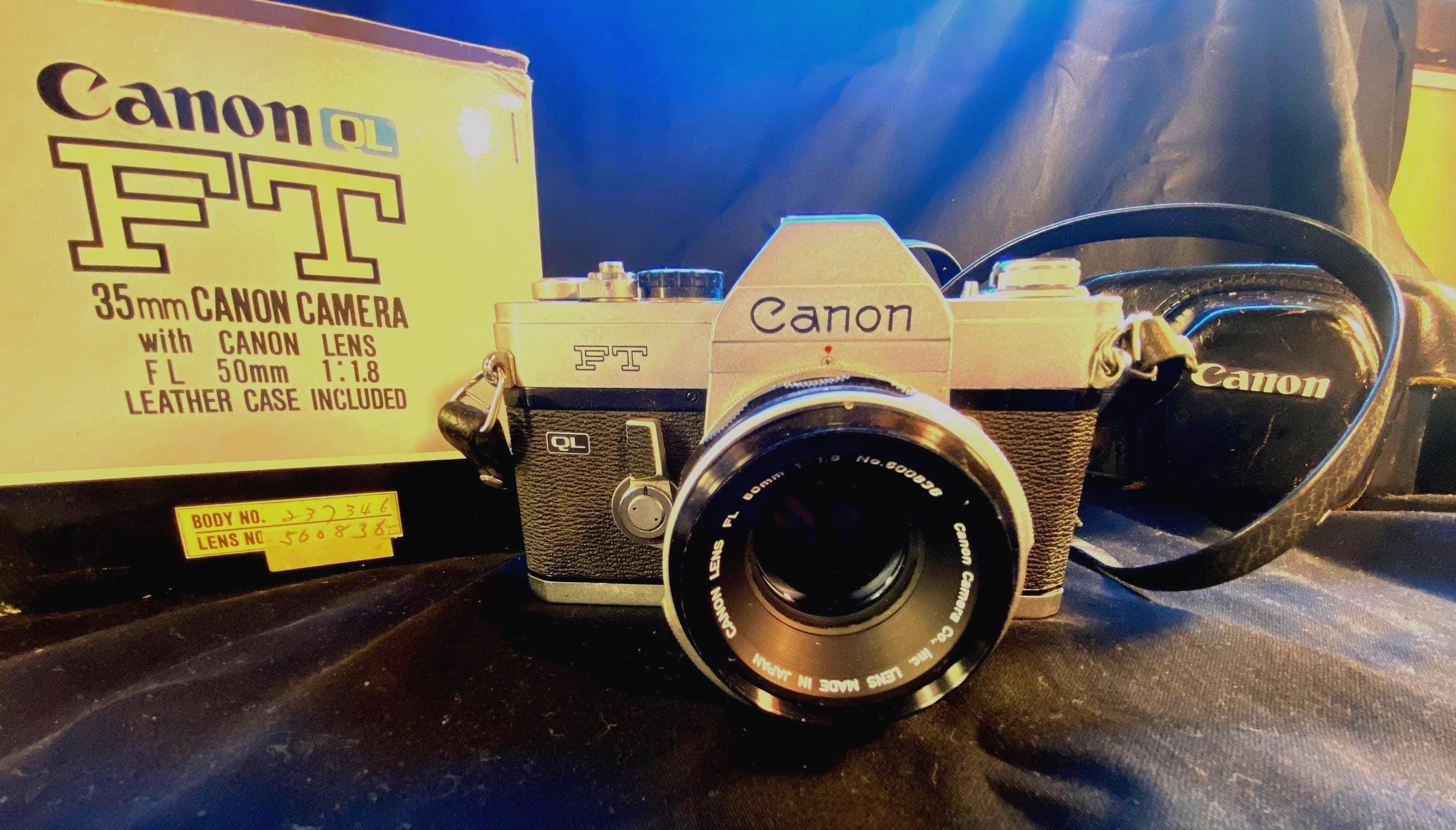 Vintage Canon FT QL 35mm Film Camera W/ 50mm F/1.8 Lens, Case
