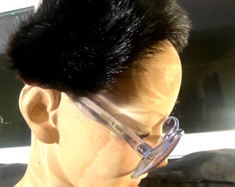 Vintage 1960s Ladies Black Mink Fur Flapper Headband USA Made