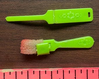 Vintage 1970s Barbie Superstar Hair Accessory Set Lime Barrette + Brush Mattel
