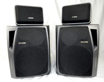 Vintage Aiwa Speaker System 2x SX-NA34 + 2x SX-R210 Tested Working 40W