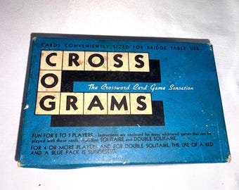 Vtg Rare 1938 Cross O Grams Card Game 54 Cards Original Box and Instructions