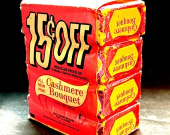 1960s Cashmere Bouquet Pink Bath Soap 4-Pack NOS Sealed