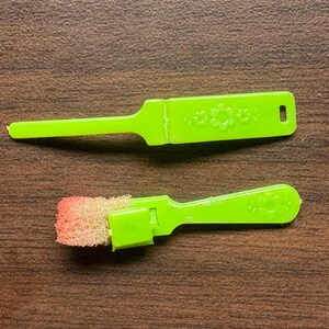 Vintage Barbie Superstar Hair Accessory Set | Lime Barrette & Brush | 1970s Mattel