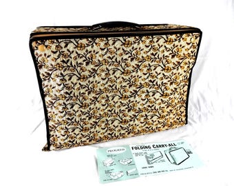 Vintage 1950s Progress Chicago Folding Suitcase Carry-All Bag 18" NOS w/ Lock & Key