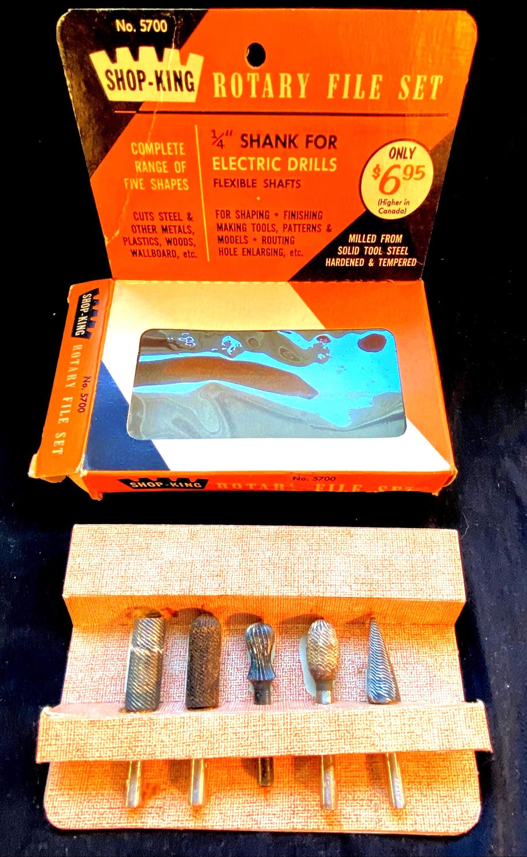 RARE Vintage Used 5pk Rotary Files for Electric Drills No. 5700 Shapes ...