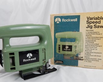 Vintage 1972 Rockwell 4320 Variable Speed Jig Saw Avocado Green Tested w Box