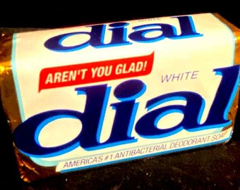 vintage Dial White Antibacterial Deodorant Bar Soap Gold Foil Wrapper 5 oz