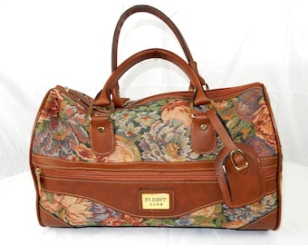 Vintage Flight Club Floral Tapestry Weekender Duffle Bag 16" Carry On