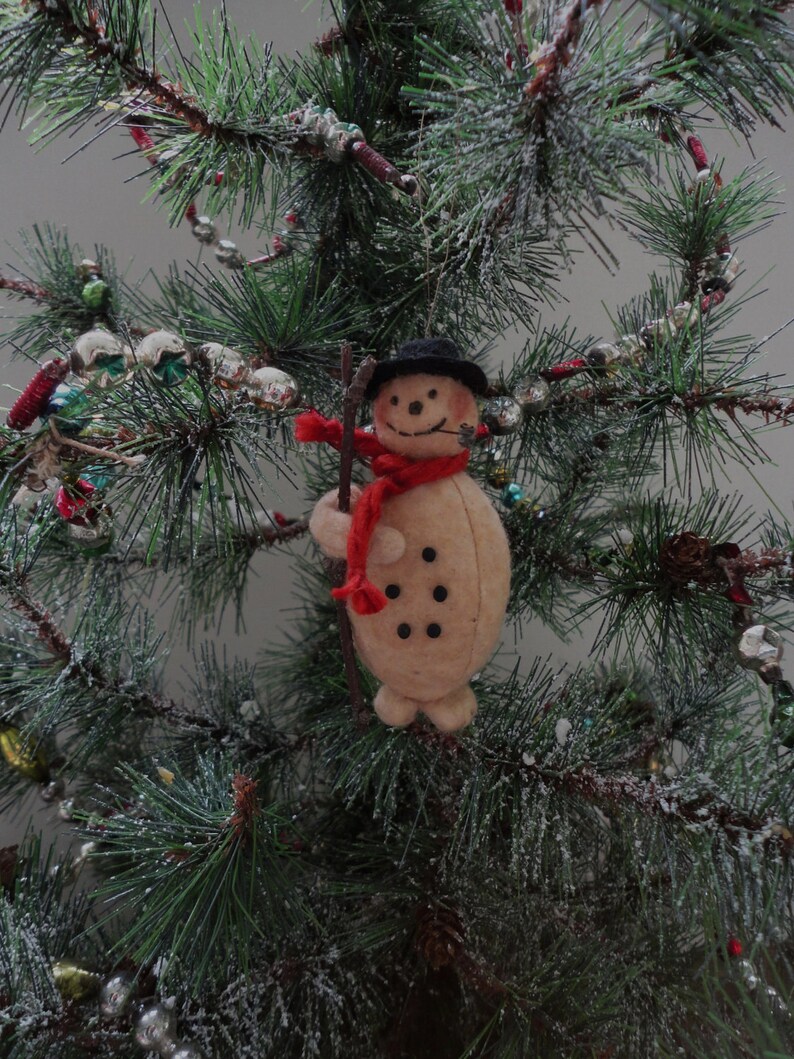 Cotton Batting Snowman Christmas Ornament Named Puff Daddy Etsy