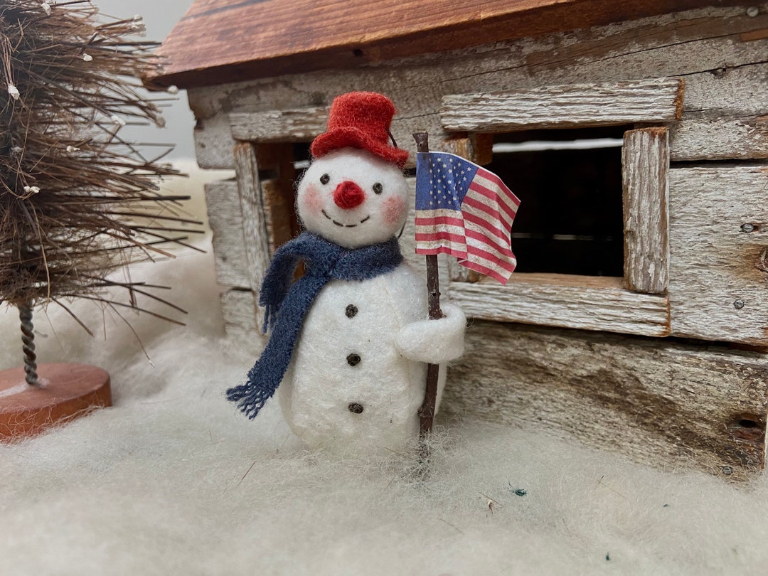 Cotton Batting Snowman Flag Named 100 Snow Made in America Etsy