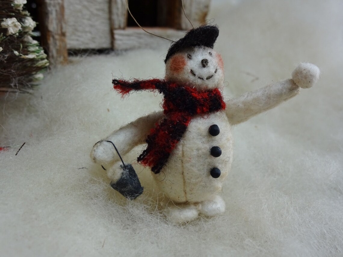 Cotton Batting Snowman Christmas Ornament Named Play Ball Etsy