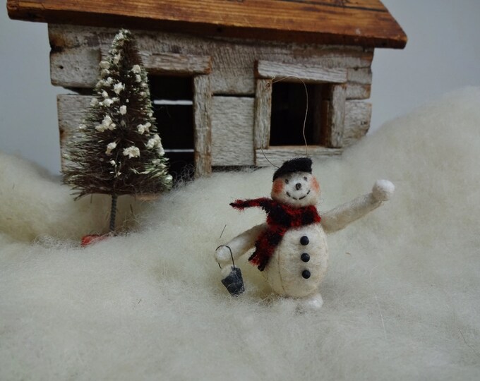 Cotton Batting Snowman Christmas Ornament Named Play Ball Etsy