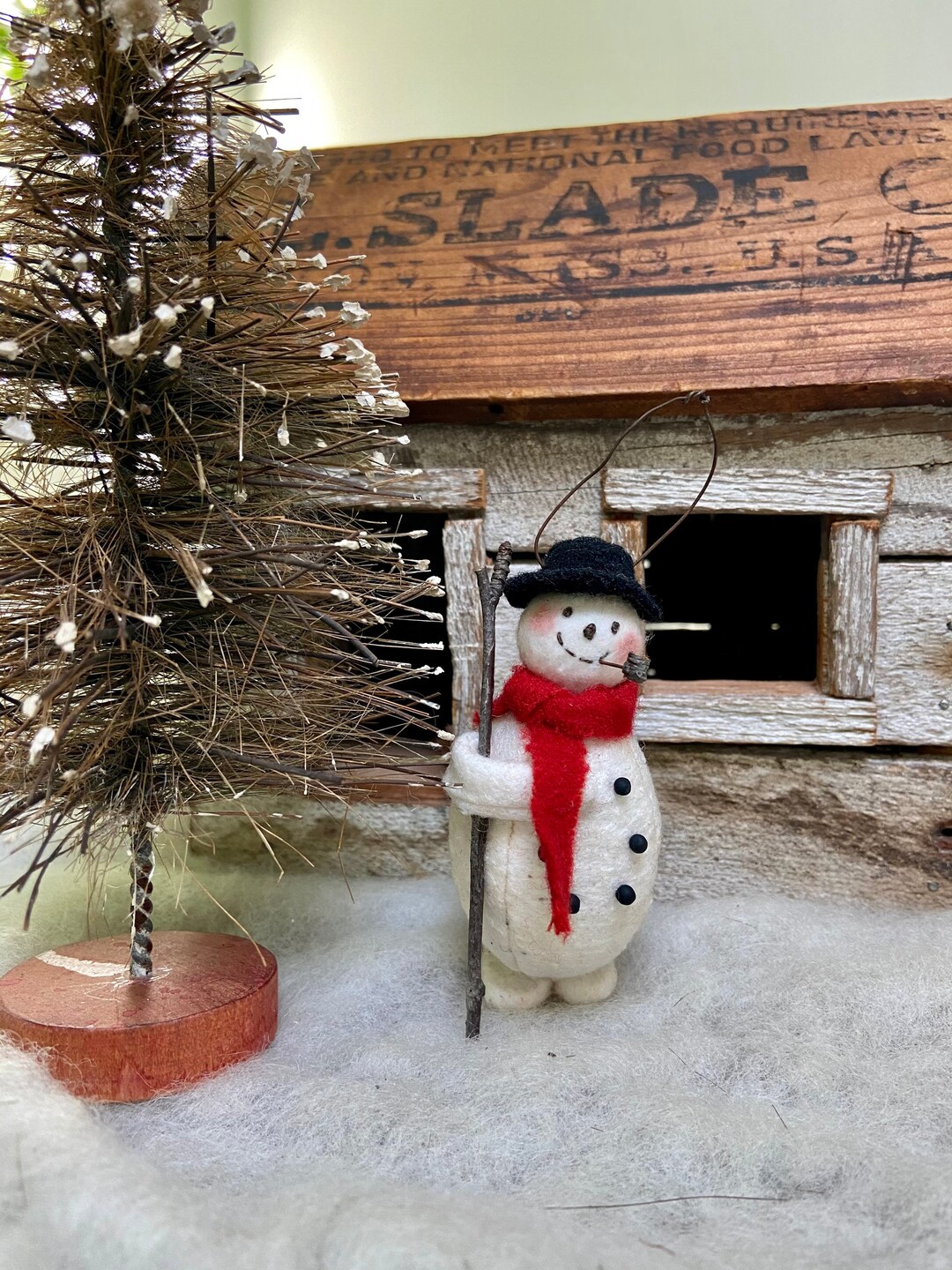 Cotton Batting Snowman Christmas Ornament Named Puff Daddy Etsy