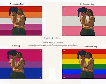 ARCANE | Pride Flag | CAITVI banner | 4 designs | 60&quot; x 36&quot; | LGBTQ+ Gift | Caitlyn x Vi Lesbian - Shapphic - Bi - Rainbow Flag | Gift idea