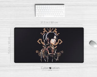 ARCANE - Gaming Desk Mat | CAITLYN |  31.5 x 15.5 in / 80 x 40 cm - Kiramman crest sigil - merch - xl mouse pad