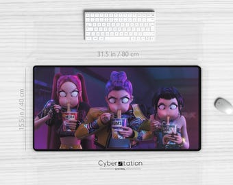 KPop Demon Hunters | HUNTRIX | Gaming Desk Mat |  32x 16in / 22x 12in  - Zoey, Rumi, Mira | Gift Idea