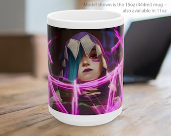 ARCANE | Jinx | White Mug | 11oz (333ml) or 15oz (444ml) | Fishbones | Timebomb / Powder | Gift Idea | League of Legends