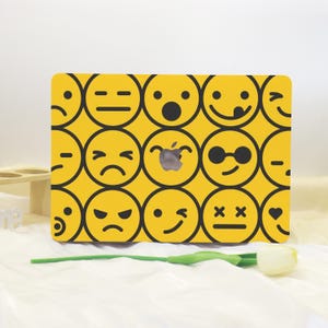 Yellow Face Emoticons MacBook Shell Case Cover For New MacBook Pro 13 14 M2 Air 13 A3113, A2337 A2338 Mac Pro 15 16 Case, Apple Laptop Case