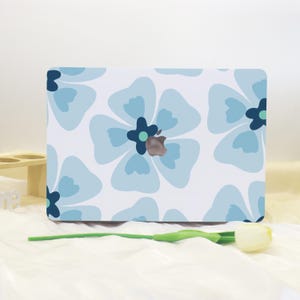 Blue Flowers Pattern MacBook Case Cover For New MacBook Pro 13 14 M1 M2 Air 13 A3113, A2337 A2338 Macbook Pro 15 16 Case, Apple Laptop Case