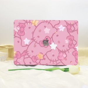 Girly Cartoon Kitten MacBook Case Cover For New MacBook Pro 13 14 M2 M4 Air 13 A3113, A2337 A2338 Macbook Pro 15 16 Case, Apple Laptop Case