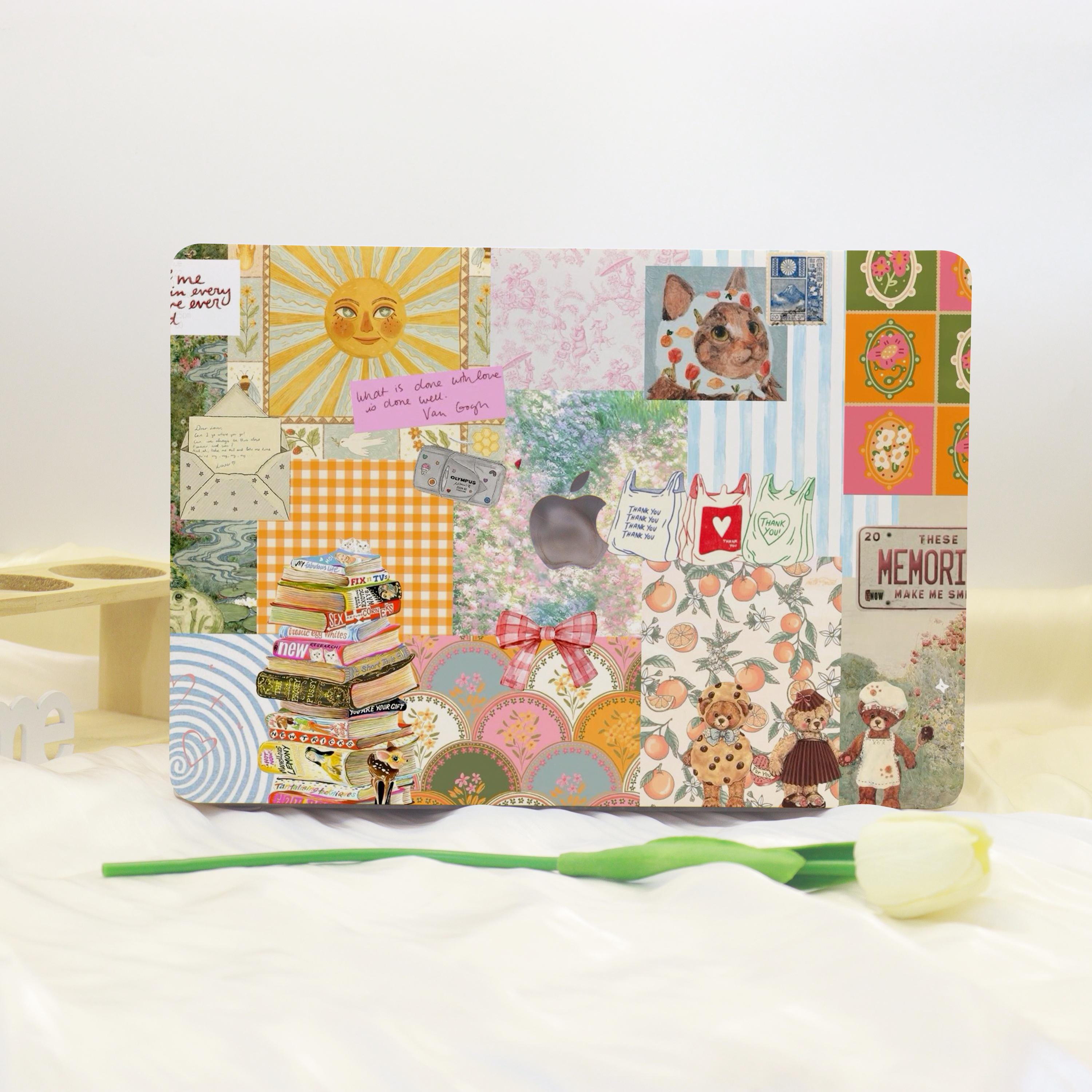 Illustrationen Collage Shell Case Cover für neue MacBook Pro 13 14 M1 M2 Air 13 A3113, A2337 A2338 Macbook Pro 15 16 Fall, Apple Laptop Fall