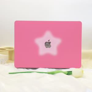 Pink Stars Art MacBook Shell Case Cover For New MacBook Pro 13 14 M1 M2 Air 13 A3113, A2337 A2338 Macbook Pro 15 16 Case, Apple Laptop Case