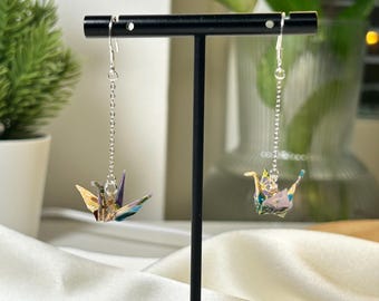 Collana Argento 925 Placcato Oro Uccello Gru Origami E Nappina | PoNaNa