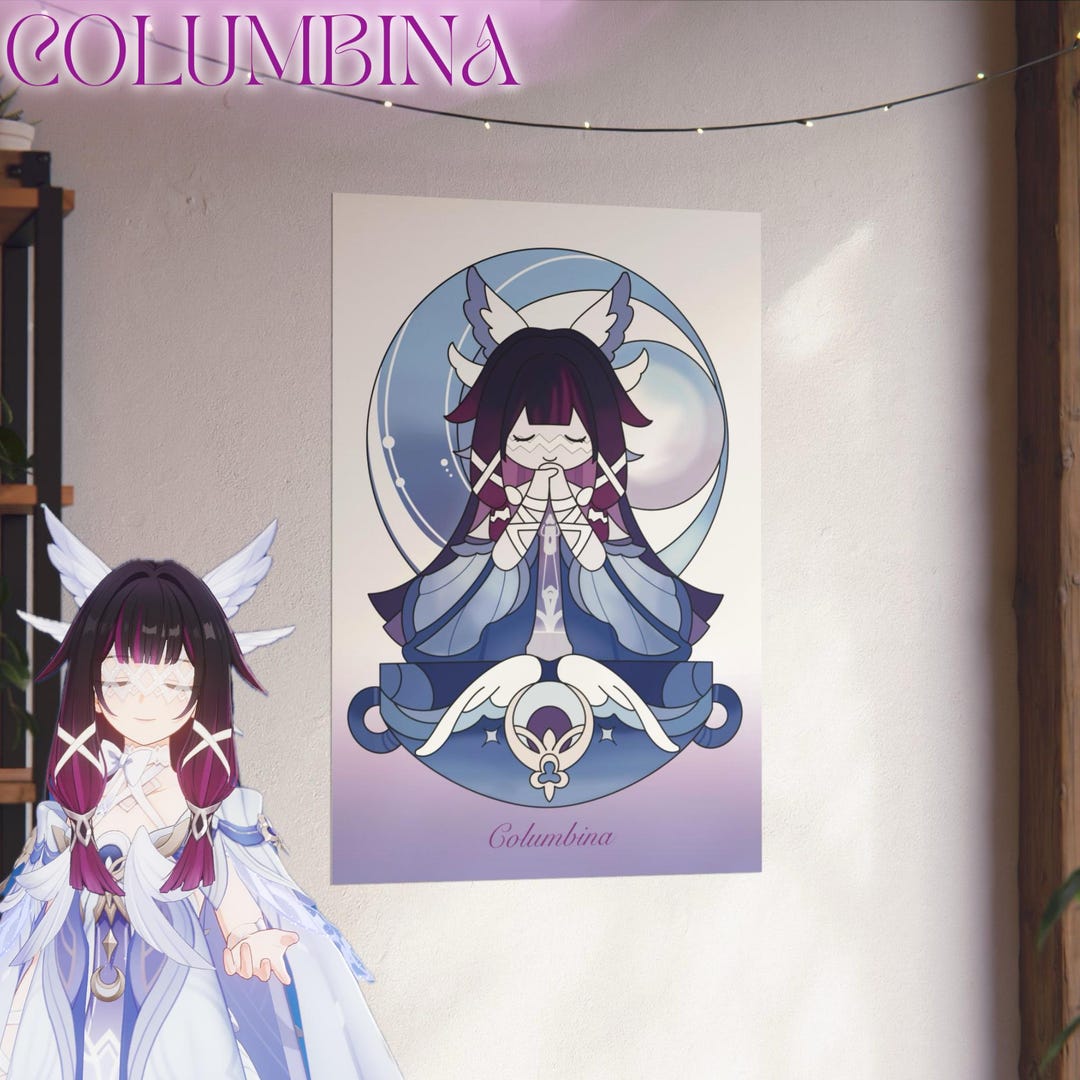 Columbina Inspired Art Print | Moon Goddess Illustration | Genshin ...