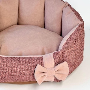 Royal Dog Bed, Handmade Orthopedic Pet Bed, Velour Cat Sofa, Small Round Dog Bed with Removable Cover, Custom Modern Pet Furniture