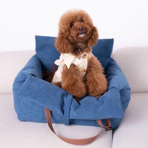 Soft touch velour dog car seat, Designer car seat, Luxury dog bed for traveling, Dog Carrier with Adjustable Straps and storage pockets
