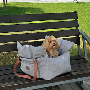 Vegan leather pet car seat + pet carrier + pet bed, for small dogs, Luxury Dog Accessory