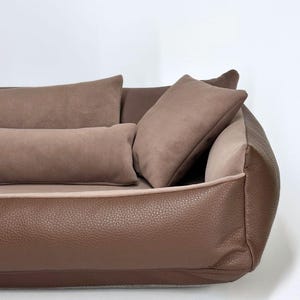 Royal Velour and Leather Dog Bed, Cozy Cat Sofa, Small Dog Bed with Removable Cover, Medium Dog Custom, Pet Furniture, Modern Pet Bed