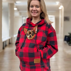 Handmade Fleece Carrier Hoodie with Pocket – Cozy Clothing for Dogs & Chihuahua, Alternative to Dog Bed, Bag, Sling and Accessories