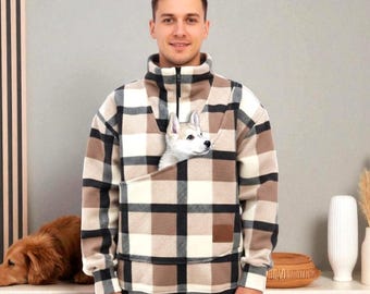 Pet Carrier Hoodie: Fleece Dog & Cat Pouch Sweatshirt for Pets 0.5-3kg | 1-7lbs