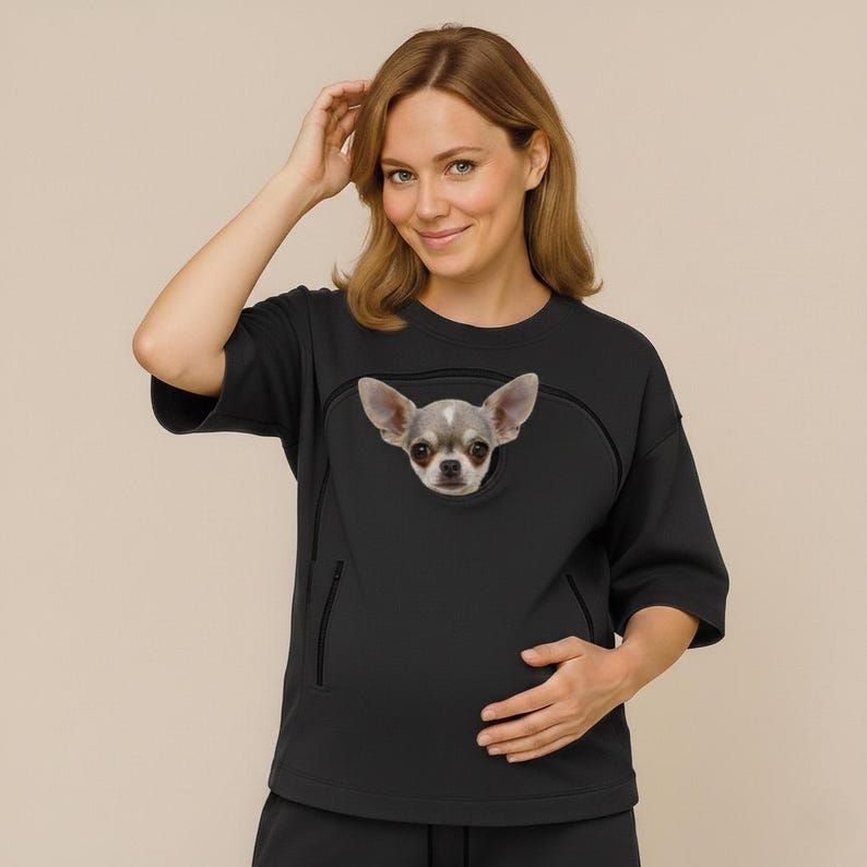 Custom Womens Sweatshirt: Oversized Pet Carrier Hoodie for Cat & Dog Mom - Personalized Mother Gifts or Mother Day Gift image 2