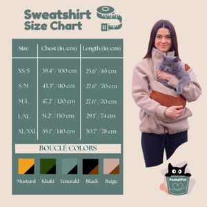 Boucle Pet Carrier Sweatshirt, Kangaroo Pocket Cat Dog Lover Gift for Pets 0.5-3kg (1-7lbs) image 9